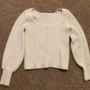 Sezane Marietta xs White Ribbed Cardigan cotton Sweater